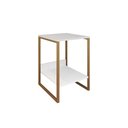Ver imagem 1 de Mesa Cabeceira Industrial Tókio Base Ferro Dourado Tampo Branco