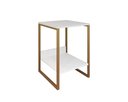 Ver imagem 2 de Mesa de Cabeceira Cama Lateral para Quarto Base Ferro Dourado Tampo Branco