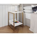 Ver imagem 2 de Mesa Cabeceira Industrial Tókio Base Ferro Dourado Tampo Branco