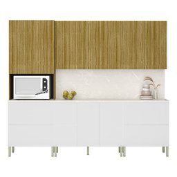 Armário de Cozinha Completa 11 Portas 4 Gavetas com Balcão Art - Freijó/artico/cp Riscatto Freij - 7