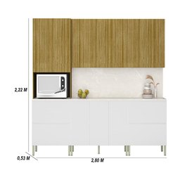 Armário de Cozinha Completa 11 Portas 4 Gavetas com Balcão Art - Freijó/artico/cp Riscatto Freij - 2
