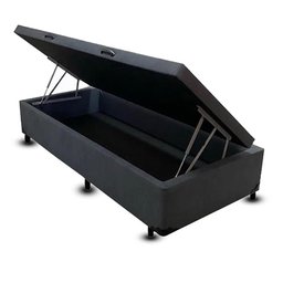 Cama Box Baú Solteiro Linhão Preto Com Pistão A Gás - 1