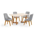 Ver imagem 5 de Conjunto Mesa Jantar 1,20m Off-White 4 Cadeira Verona Linho Cinza Luxo