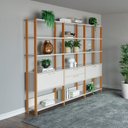 Ver imagem 1 de Estante de Livros 100% MDF 216CMX185CM Estantes 3 Unidades Dalla Branco/Freijó/Off White