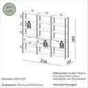 Ver imagem 3 de Estante de Livros 100% MDF 216CMX185CM Estantes 3 Unidades Dalla Branco/Freijó/Off White