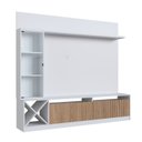 Ver imagem 2 de Rack com Painel para TV até 60 Polegadas 200CMX149,5cm Impressão Ripada e com Cristaleira e Adega Capri Branco