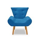 Ver imagem 3 de Kit 2 Poltrona Emilia +puff Redondo Decorativo:azul Turquesa