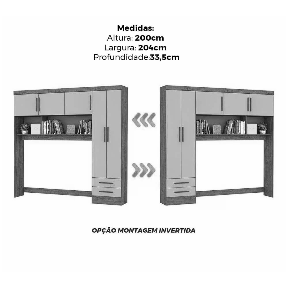 Guarda Roupa Modulado Carioca Hercules Casal 11 Portas 6 Gavetas e Espelho Cor Cinamomo - 2