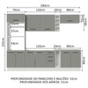 Ver imagem 4 de Armário de Cozinha Completa 290cm Branco Cinza Agata Madesa 05
