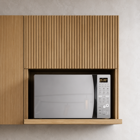 Armário Aéreo para Micro-Ondas 70cm 1 Porta Basculante Ripado 100% MDF Rainha Nature - Nesher