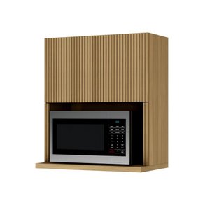 Armário Aéreo Modular Rainha Ripado Nesher Mdf com 1 Porta Basculante Nature