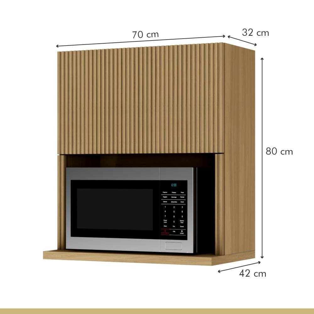 Armário Aéreo Rainha Ripado Nesher MDF Com 1 Porta Basculante Nature - 3