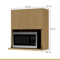 Armário Aéreo Modular Rainha Ripado Nesher Mdf com 1 Porta Basculante Nature - 2