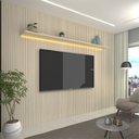 Ver imagem 1 de Painel para TV até 85 Polegadas Impressão Ripada com LED 1 Prateleira 313,6cm Requinte Gelius Móveis