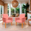 Ver imagem 2 de Kit 02 Poltrona Nina Decorativa Suede Rose para Escritorio, Sala Salão Biselos-Decor