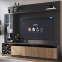 Ver imagem 1 de Rack com Painel Ripado para TV até 50 Polegadas 160CMX149,5cm Impressão Adega e Cristaleira Turim Cinza