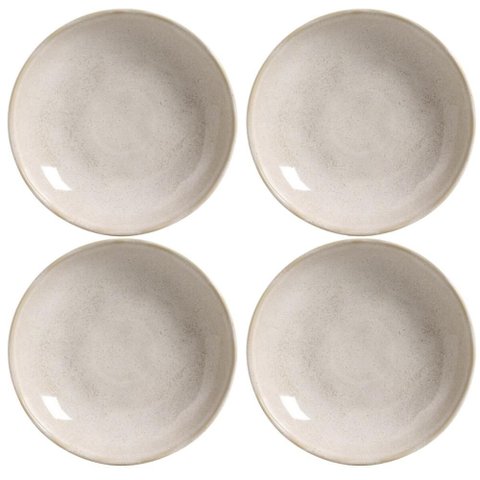 Jogo 4 Pratos Fundos Cerâmica Bio Latte 22cm Off White Porto Brasil Caldos Risotos