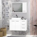 Ver imagem 1 de Gabinete para Banheiro com Cuba e Espelho Incluso Turin 80 - Branco