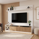 Ver imagem 1 de Rack com Painel Ripado para TV até 50 Polegadas 160CMX149,5cm Impressão 2 Portas Adega Roma Branco