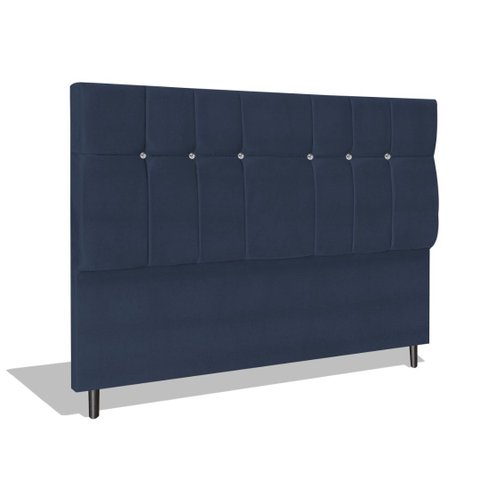 Cabeceira Estofada Box Casal King Size Encosto para Cama Audi X1 195x126 Cm Azul Marinho