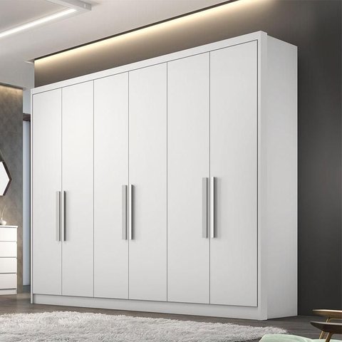 Guarda Roupa Casal Ambiente Linea 6 Portas 4 Gavetas Neve com Nicho – Novo Horizonte