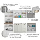Ver imagem 4 de Cozinha Armário 6 Peças Cristaleira Balcão para Pia 270 cm Unna Branco Poliman