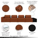 Ver imagem 3 de Sofá Ilha com Encosto e Almofadas Móveis Olimpo 505cm Modulado Linho/pu Terracota/preto G45 - Gran B