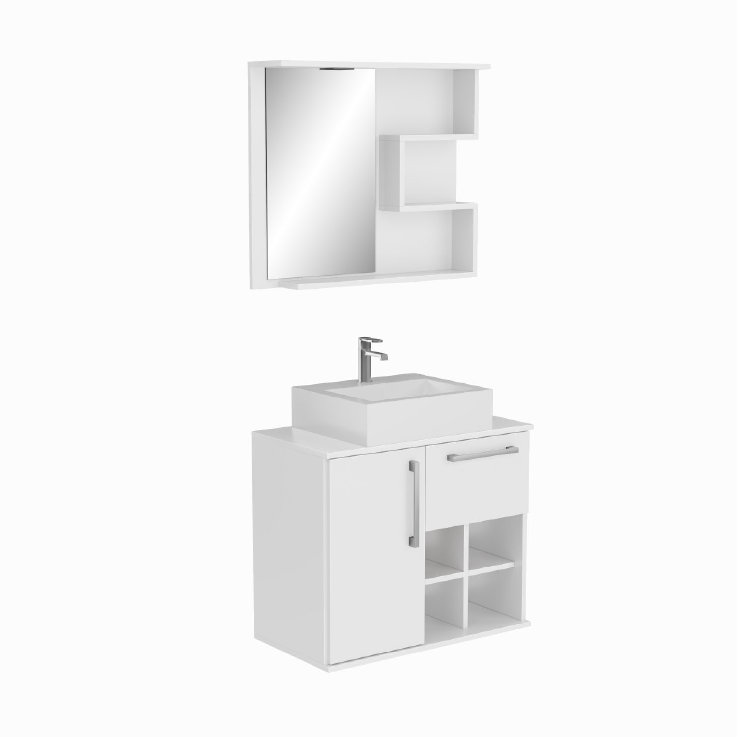 Gabinete para Banheiro com Cuba e Espelheira 70cm Veneza Móveis Bosi - 2