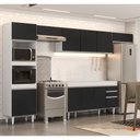 Ver imagem 2 de Armário de Cozinha Modulada 5 Peças CP13 Balcão sem Tampo Branco/Preto - Lumil Lumil Móveis