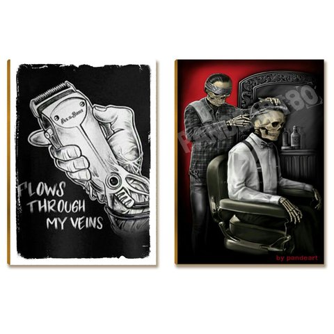 Kit 2 Placas Mdf Studio Barbearia Pronto para Instalar Br28