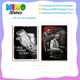 Kit 2 Placas Mdf Studio Barbearia Pronto para Instalar Br28 - 3