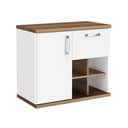 Ver imagem 2 de Gabinete para Banheiro 1 Porta 1 Gaveta 4 Nichos Veneza Branco/Nogal