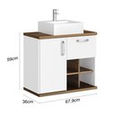 Ver imagem 3 de Gabinete para Banheiro 1 Porta 1 Gaveta 4 Nichos Veneza Branco/Nogal