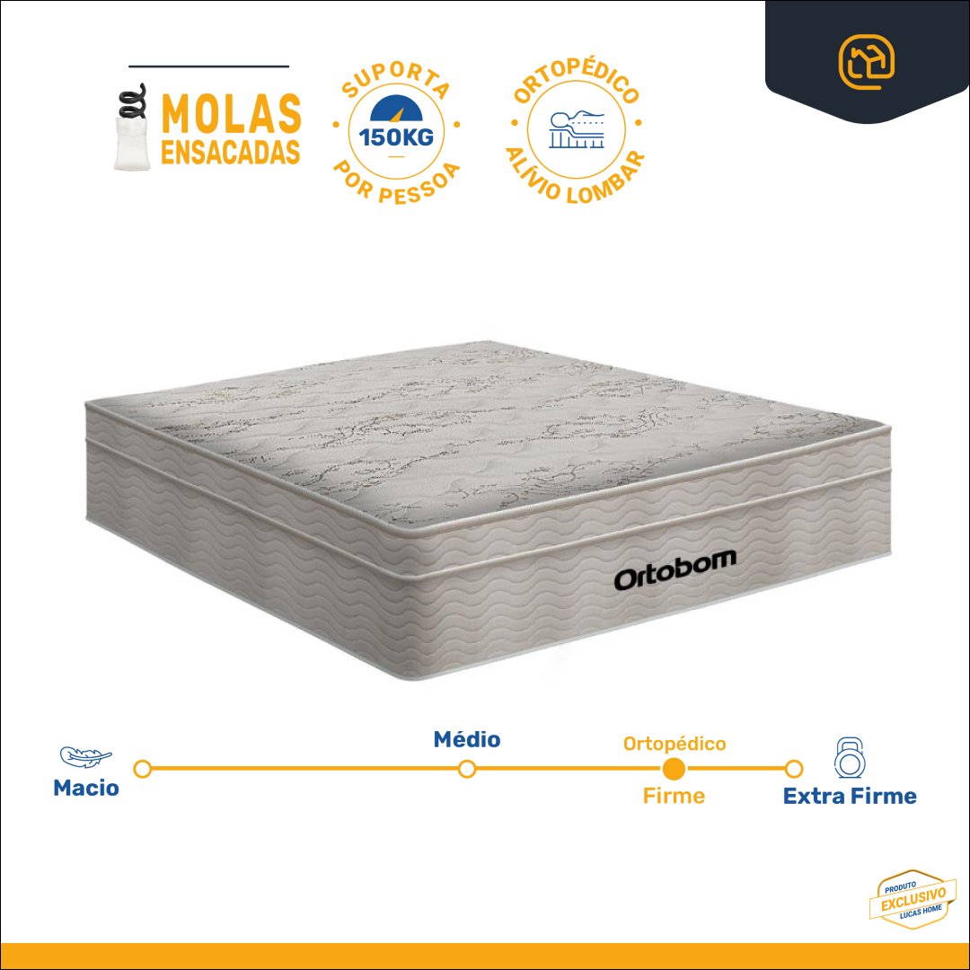 Cama Box Baú Queen Ortobom Airtech Springpocket com Cabeceira Cassis 158x198x72cm Branco - 3