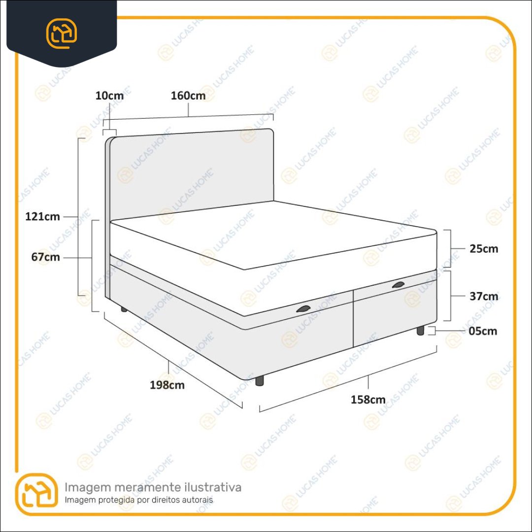 Cama Box Baú Queen Ortobom Airtech Springpocket com Cabeceira Cassis 158x198x72cm Branco - 6