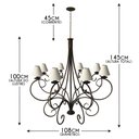 Ver imagem 2 de Lustre Provençal com Cúpulas Rústicas de Algodão p/ Casa Alto Padrão - Verniz