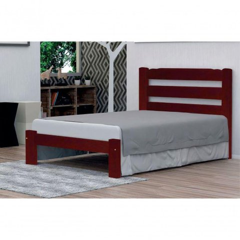Cama de Casal Luna de Madeira Maciça Angelim Pedra/tauari - Cor Mogno