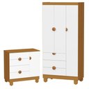 Ver imagem 1 de Cômoda Sapateira e Guarda Roupa 3 Portas Apolo Branco Fosco Savana - Reller