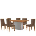 Ver imagem 2 de Mesa de Jantar Diane 180cm Tampo MDF Lam 6 Cadeiras Lisboa Moderna Veludo Capuccino Naturale Off