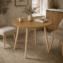 Ver imagem 3 de Mesa Jantar Sofia Redonda 80cm Freijó Natura 18mm Pés de Madeira Natural Marin