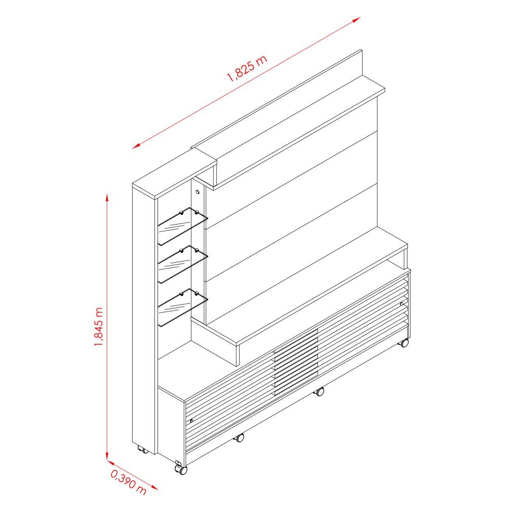 Home Theater Frizz Prime com Rodizios para TV até 55 Polegadas Madetec Fendi/Naturale CestaPlus - 3