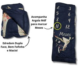 Edredom Dupla Face para Foto Bebê Mêsversário Unicórnio Azul - 7