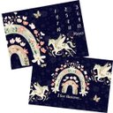 Ver imagem 5 de Edredom Dupla Face para Foto Bebê Mêsversário Unicórnio Azul