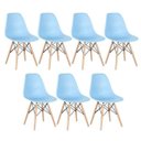Ver imagem 1 de Kit 7 Cadeiras Charles Eames Eiffel Dsw - Base de Madeira Clara - Azul Claro Multicolorido
