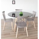 Ver imagem 1 de Conjunto Sala de Jantar Mesa Eiffel Redonda 120cm Tampo MDF com 4 Cadeiras Janaína Cinza