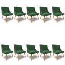 Ver imagem 1 de Kit 10 Cadeiras Estofadas para Sala de Jantar Pés Palito Lia Veludo Verde Esmeralda - Ibiza