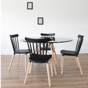 Ver imagem 1 de Conjunto Sala de Jantar Mesa Eiffel Redonda 120cm Tampo MDF com 4 Cadeiras Janaína Preto