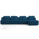 Ver imagem 3 de Sofá 5 Lugares com Chaise Direito Sala Living 388cm Arlo F04 Veludo Azul Marinho - Lyam Decor