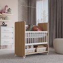 Ver imagem 5 de Berço Móvel de Bebê com Rodinhas e Grade Móvel Jasmin Nature