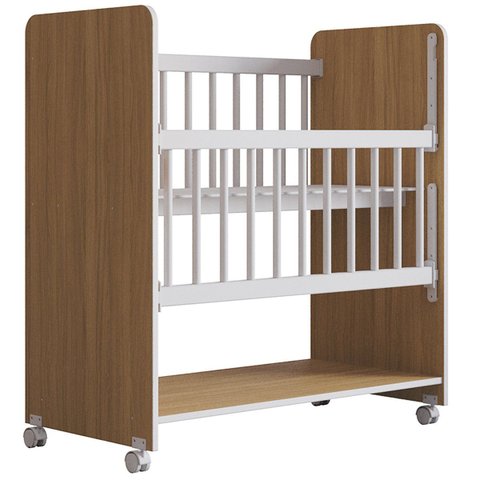 Berço Móvel de Bebê com Rodinhas e Grade Móvel Jasmin Nature